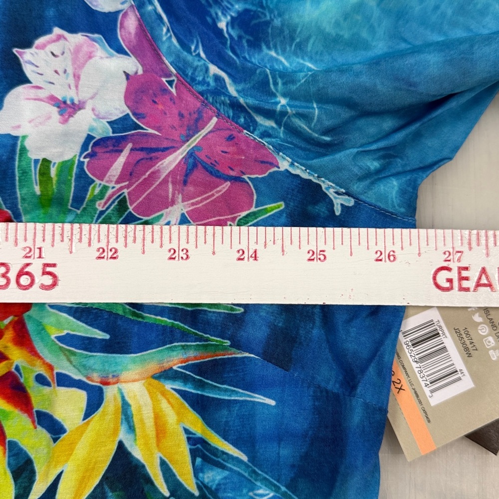 John Mark Shirt Top Women 2X Island Dreaming Floral Print Colorful Blue Boho NEW - Picture 9 of 10